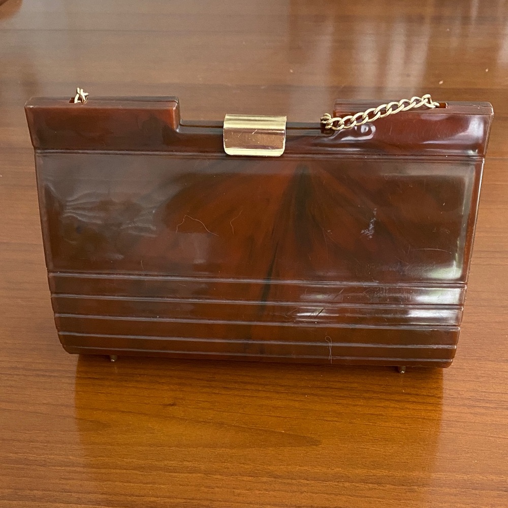 Vintage Brown Box Clutch